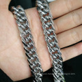 Fashion de 13/16 mm Joyas de plata para hombres Joyas de acero inoxidable Cadena de collar doble tejido grueso